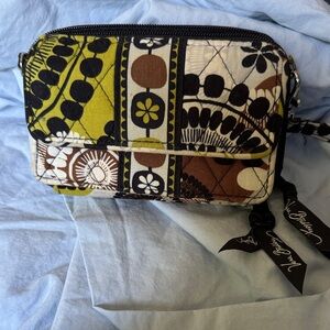 Vera Bradley Green and Brown Patterned Crossbody Bag/Wristlet